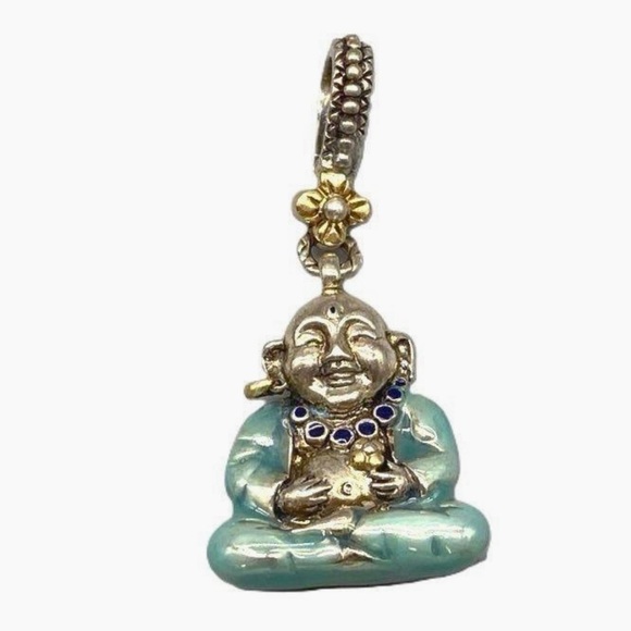 Barbara Bixby 925 Sterling Silver & Enamel Buddha Charm w/18K Accents #160